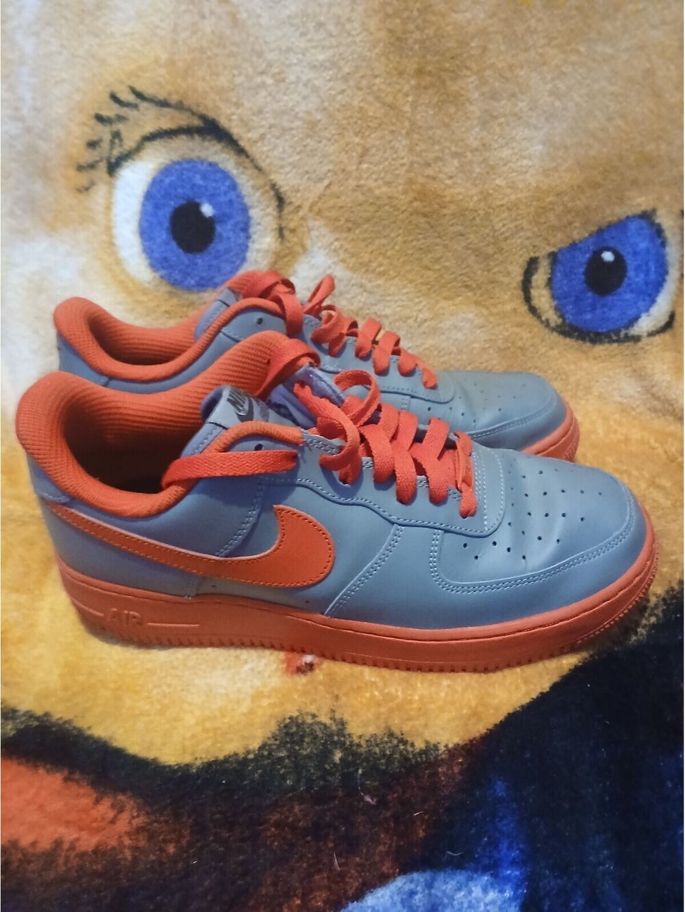 Nike Air Force 1 Low Grey and Orange Sneakers Size 9 US